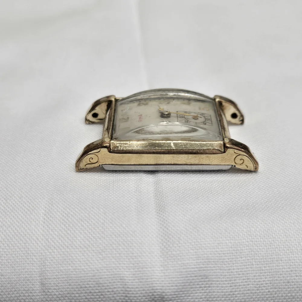 Vtg RIMA 17 Jewels Tank Style Wristwatch Swiss‎ Movement 10k R.G.P. Bezel Works